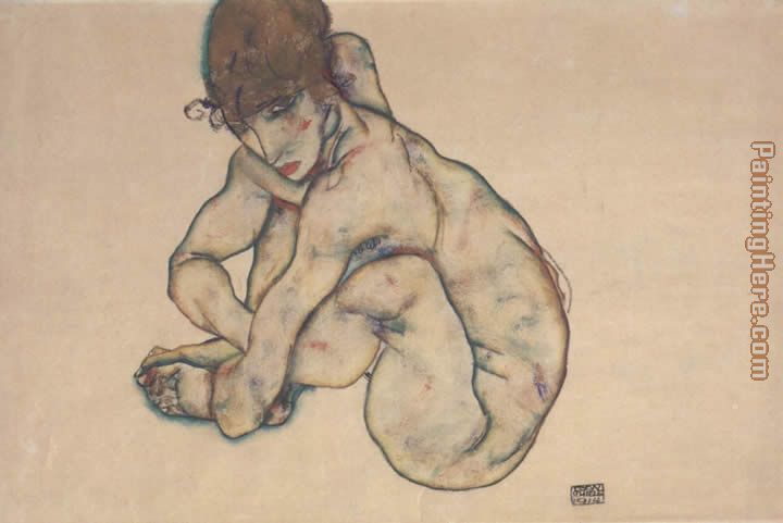 Egon Schiele Sitting feminine act